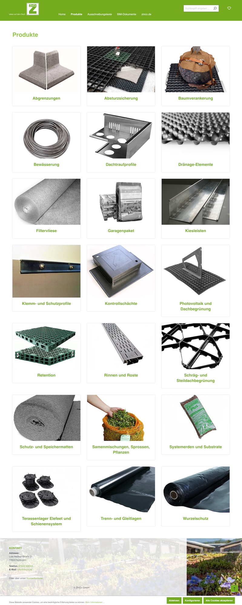 ZinCo Produktportal Screenshot